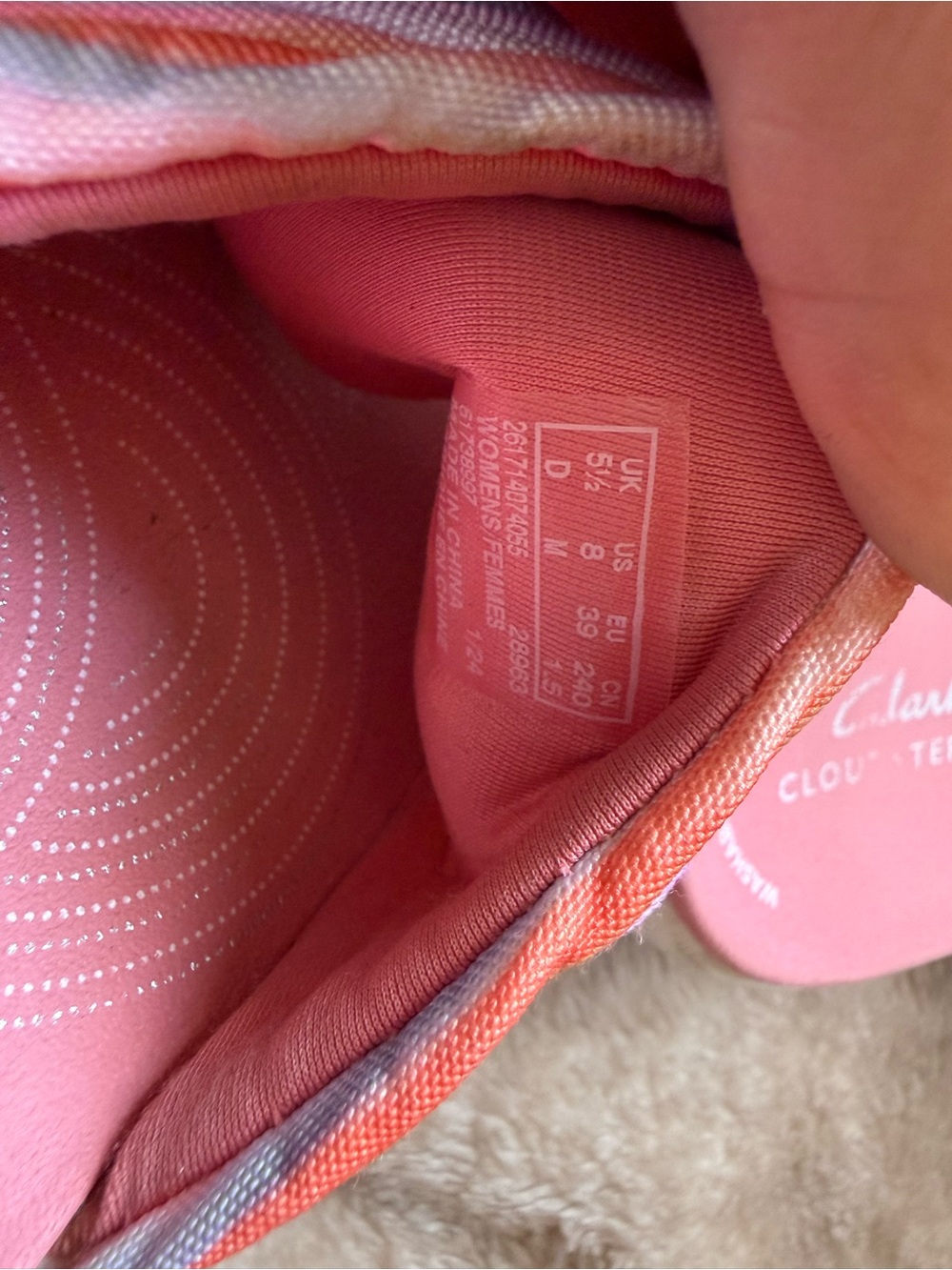 Clarks Pink Multi-Color Ruched Slide Sandals - Picture 6 of 6